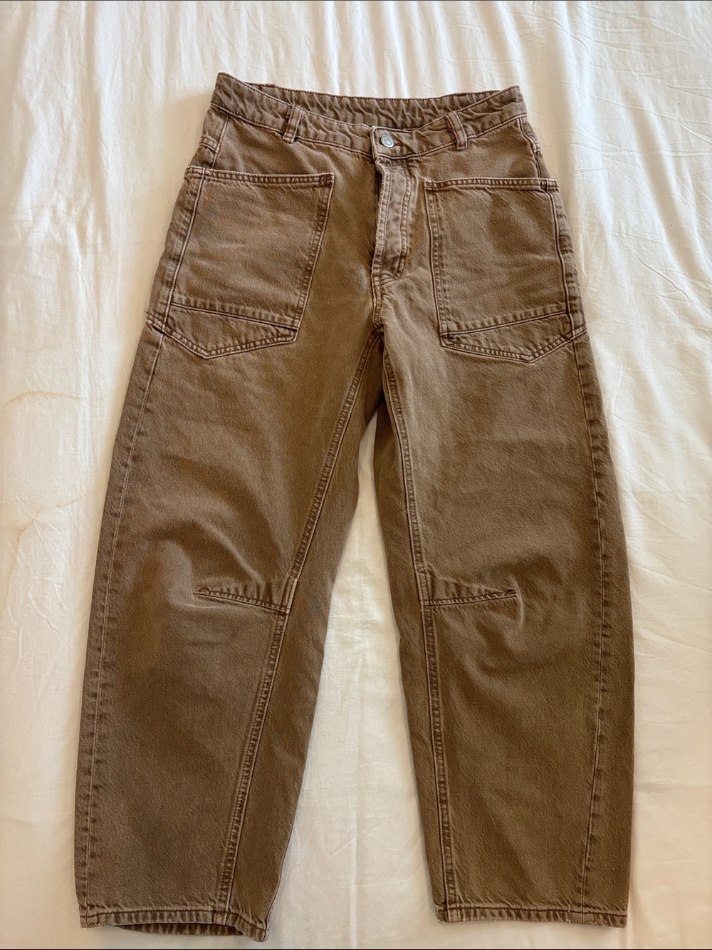 Brown Utility Barrel Jeans